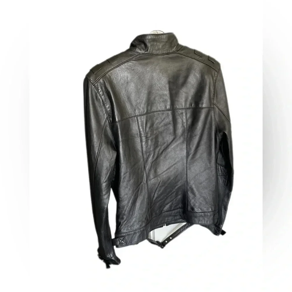 Metro 7 Vintage 90s Black Leather Biker Jacket Full Zip Women’s 12